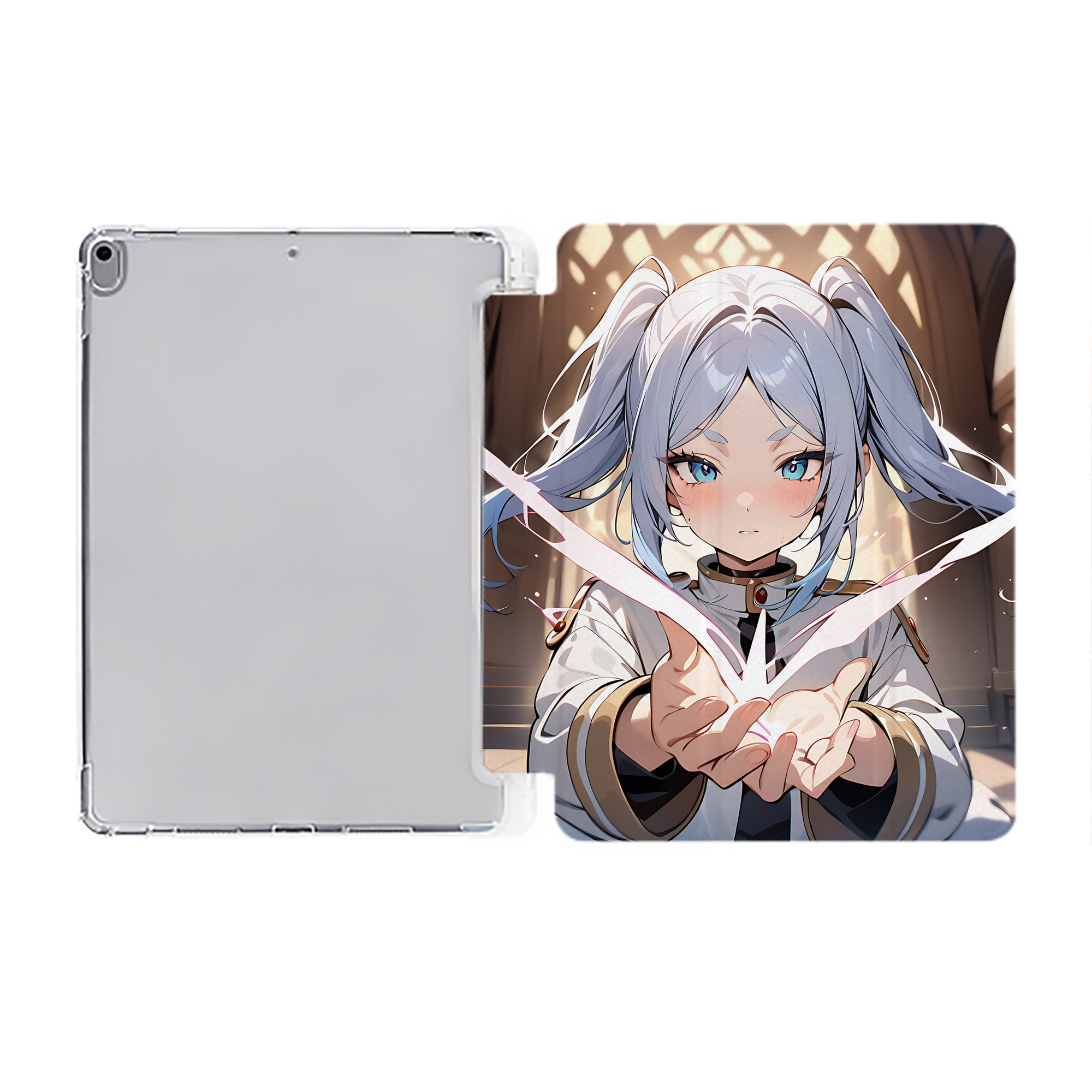 （画像用） 葬送のフリーレン Frieren IPad ケース ペン収納付き 三つ折りスタンド PUレザー×シリコン 対応機種9.5/10.5/10.9インチ